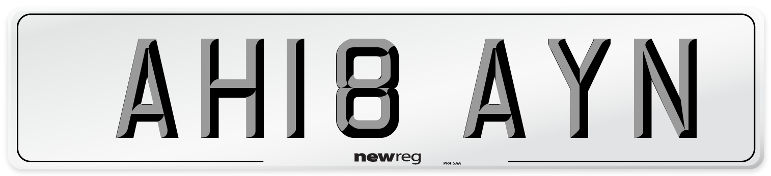 AH18 AYN Number Plate from New Reg